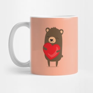Cute cartoon bear holding heart. Mug